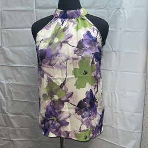 NWT Floral Halter Blouse in Purple and Green size medium